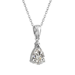 Exquisite Fine Diamond Drop Pendant 1.50 ct – 14K White Gold |
