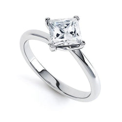 Solitaire Princess Cut 1 Carats Real Diamond Engagement Ring White Gold 14K