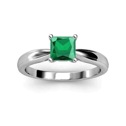 Solitaire Princess Cut Green Emerald 2.50 Carats Wedding Ring Gold White