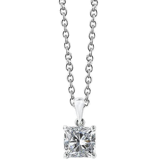 Solitaire Princess Genuine Diamond Pendant Necklace 2.50 Carats White Gold 14K