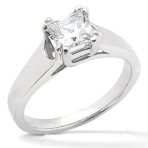 Solitaire Princess Natural Diamond Engagement Ring White Gold 14K 0.75 Carats