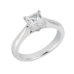 Solitaire Princess Real Natural Earth Mined Diamond Jewelry Ring