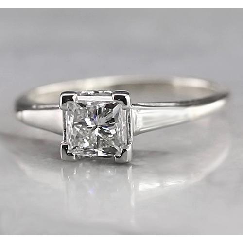 Solitaire Radiant Engagement Real Diamond Ring 1 Carat White Gold 14K