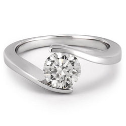 Solitaire Real 0.75 Carat Diamond Engagement Ring White Gold 14K