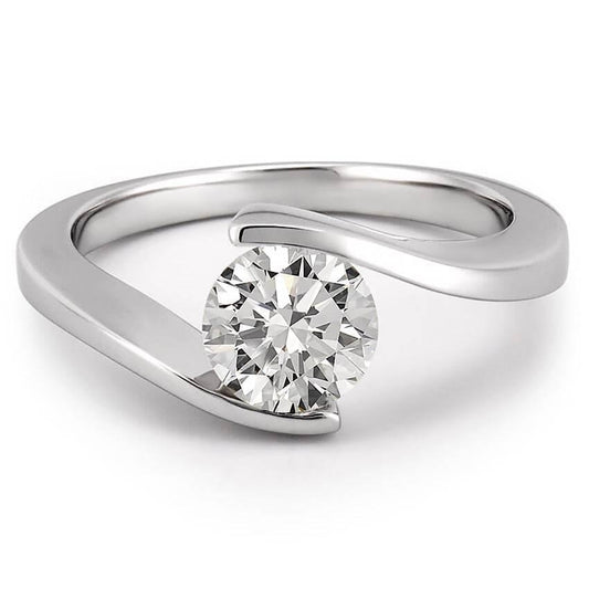 Solitaire Real 0.75 Carat Diamond Engagement Ring White Gold 14K - Solitaire Ring-harrychadent.ca