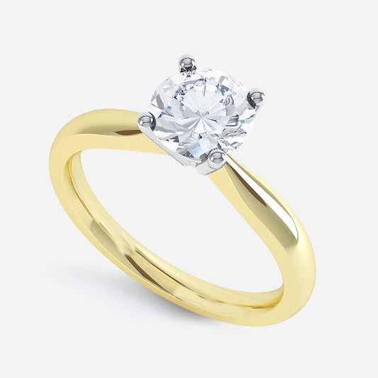 Solitaire Real 1.25 Carat Diamond Engagement Ring Two Tone 14K