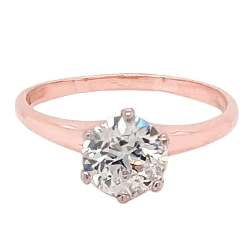 Solitaire Real Diamond Engagement Ring 2 Carats Rose Gold 14K