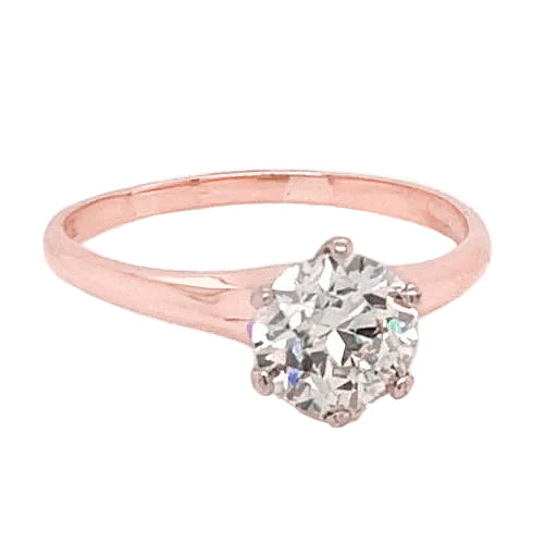 Solitaire Real Diamond Engagement Ring 2 Carats Rose Gold 14K