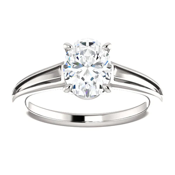 Solitaire Real Diamond Engagement Ring 3.50 Carats 4 Prongs Oval Cut