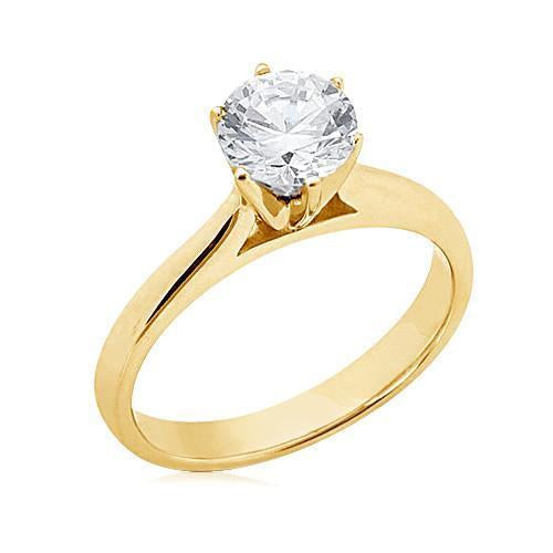 Solitaire Real Diamond Engagement Ring Yellow Gold 1.51 Ct.