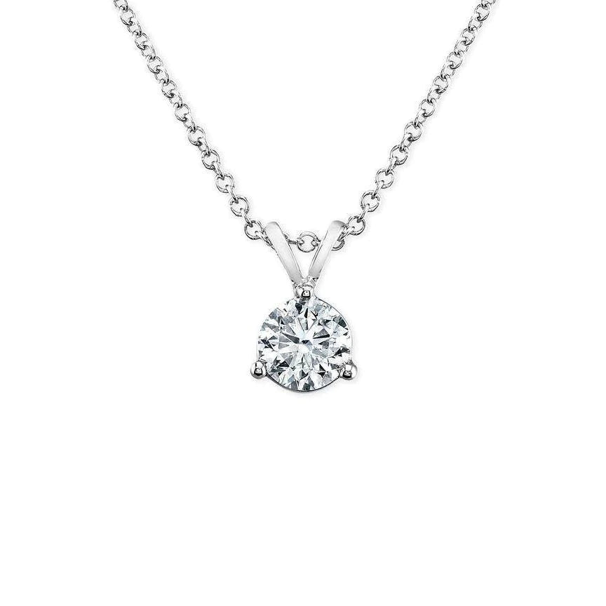 Solitaire Real Diamond Necklace Pendant 2 Carat White Gold Women Jewelry