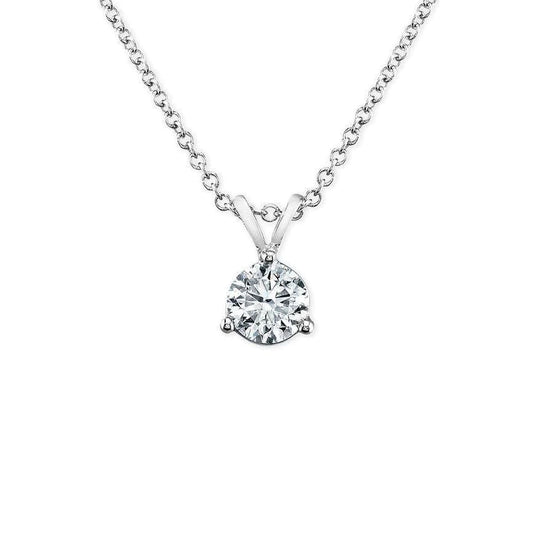 Solitaire Real Diamond Necklace Pendant 2 Carat White Gold Women Jewelry