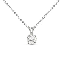 Solitaire Real Diamond Pendant Necklace 3 Carats Gorgeous White Gold 14K