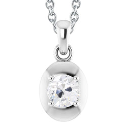 Solitaire Real Diamond Pendant Old Mine Cut White Gold 14K 1.50 Carats