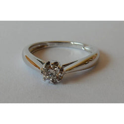 Solitaire Real Diamond Ring 0.25 Carats White Gold 14K