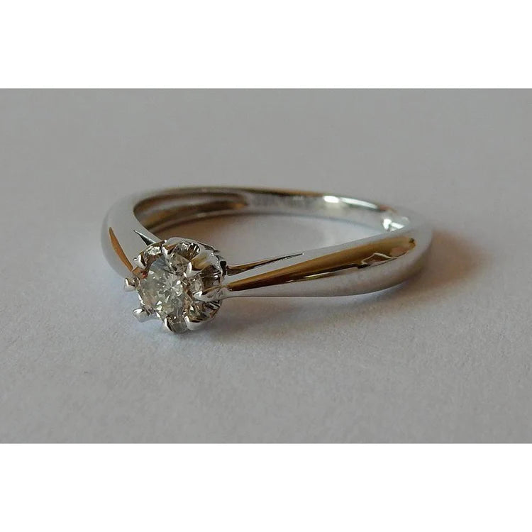 Solitaire Real Diamond Ring 0.25 Carats White Gold 