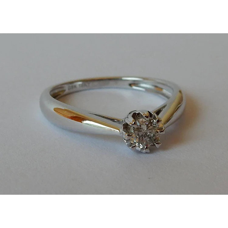 Solitaire Real Diamond Ring 0.25 Carats 14K