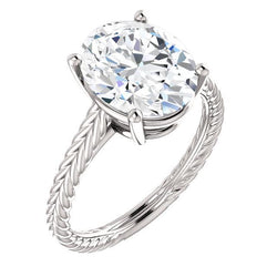 Solitaire Real Natural Earth Mined Diamond Ring 4 Carats Rope Style Shank Women Jewelry