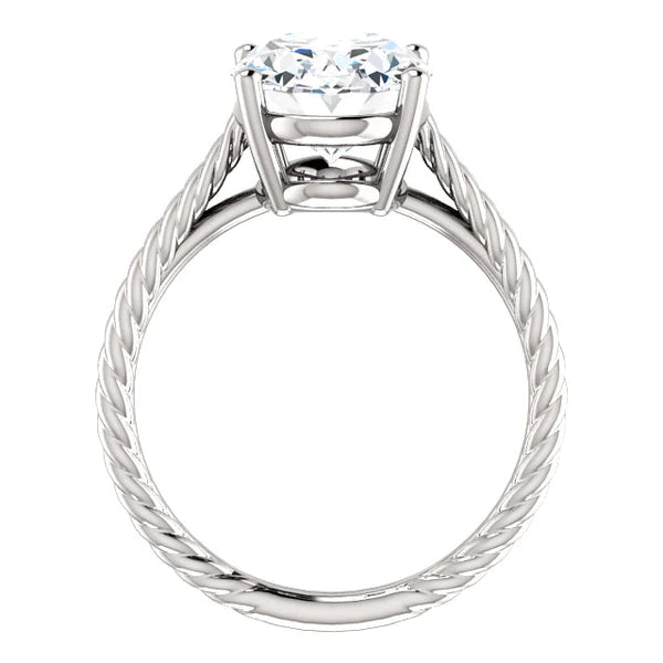 Solitaire Real Diamond Ring 4 Carats Rope Style Shank Women Jewelry