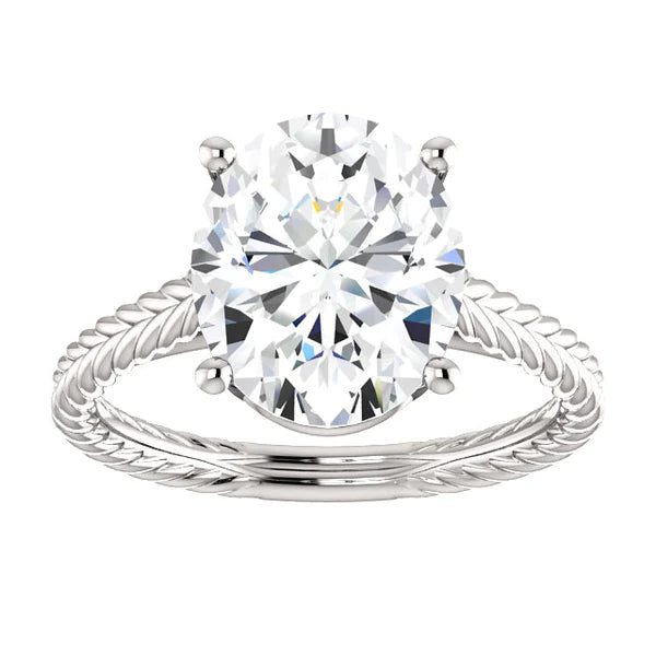 Solitaire Real Diamond Ring 4 Carats Rope Style Shank Women Jewelry