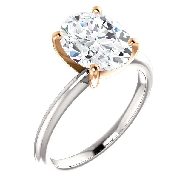 Solitaire Real Diamond Ring Two Tone 5 Carats Women Jewelry