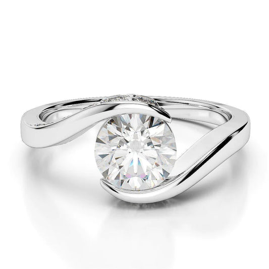 Solitaire Real Diamond Ring White Gold Lady Fine Jewelry 2 Carats