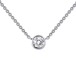 Solitaire Real Diamond Women Pendant Necklace 0.75 Carat White Gold 14K