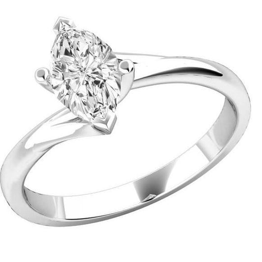 Solitaire Real Marquise Cut 2.25 Carats Diamond Anniversary Ring Gold 14K