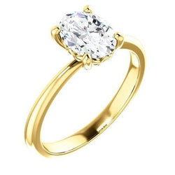 Solitaire Real Oval Diamond Engagement Ring 3.50 Carats