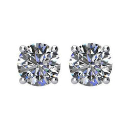 Solitaire Real Round Cut Natural Earth Mined Diamond Stud Earring Pair White Gold