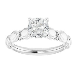 Solitaire Ring Cushion Old Mine Cut Real Natural Earth Mined Diamond 3.50 Carats White Gold