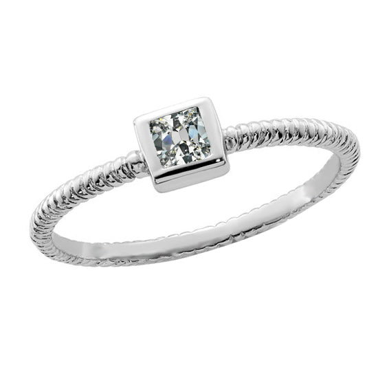Solitaire Ring Cushion Old Miner Natural Earth Mined Diamond Bezel Rope Style 1.50 Carats