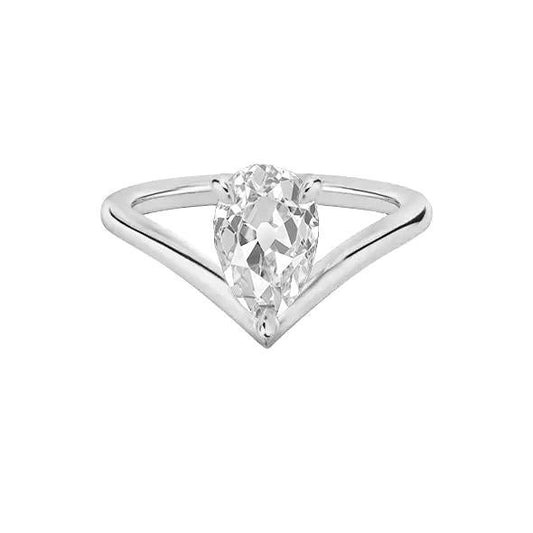 Solitaire Ring Enhancer Old Cut Real Pear Diamond 1.50 Carats 14K Gold