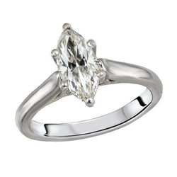 Solitaire Ring Marquise Old Mine Cut Real Natural Earth Mined Diamond Jewelry 2.50 Carats