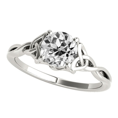 Solitaire Ring Old Cut Real Diamond Trinity Knot Infinity Style 2 Carats - Solitaire Ring-harrychadent.ca