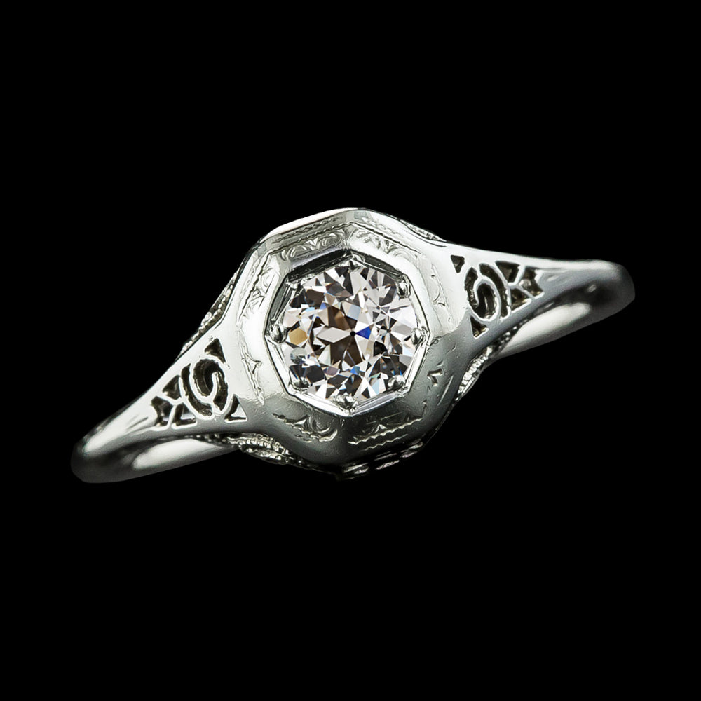 Solitaire Ring Old Cut Round Natural Earth Mined Diamond Antique Style 1.25 Carats
