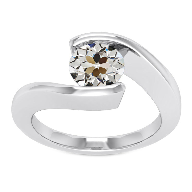 Genuine Diamond Solitaire Engagement Ring 2 ct 14K White Gold – main view