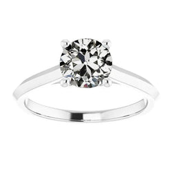 Solitaire Ring Old Mine Cut Natural Diamond 4 Prong Set 2 Carats