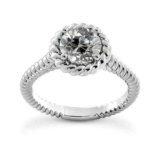 Solitaire Ring Old Miner Genuine Diamond Prong Set Rope Style 2 Carats