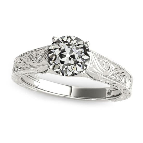 Solitaire Ring Old Miner Real Diamond Prong Vintage Style Filigree 2 Carats