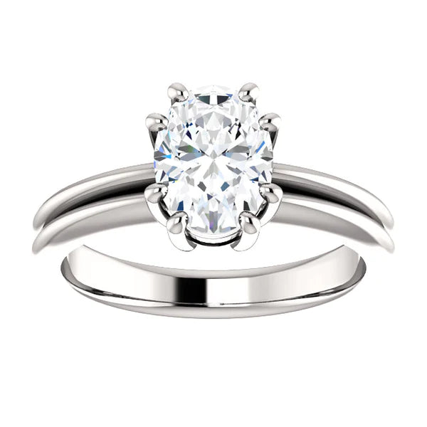 Solitaire Ring Oval Cut 5 Carats Real Diamond Split Shank Prong Setting Jewelry New