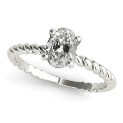 Solitaire Ring Oval Old Cut Real Diamond 4 Prong Rope Style 2.50 Carats