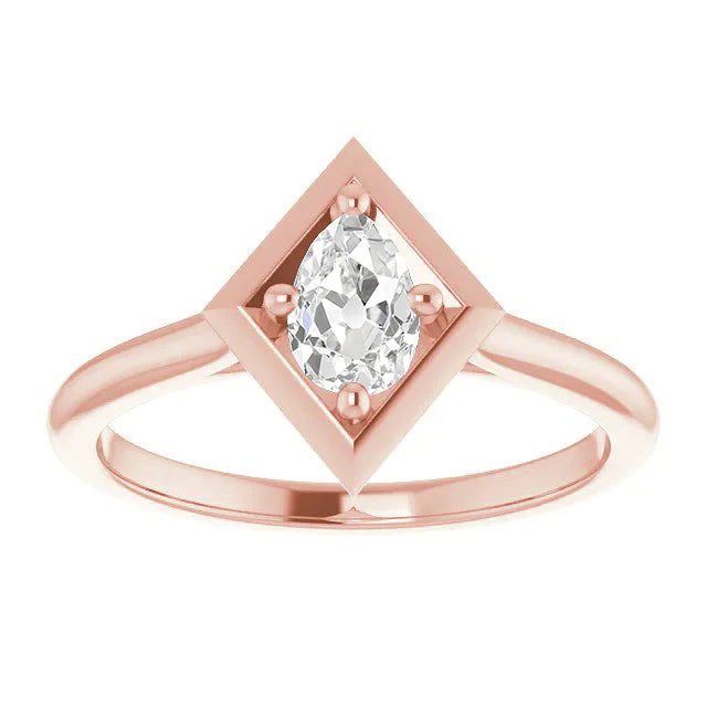 Solitaire Ring Oval Old European Natural Diamond Kite Style 1.55 Carats