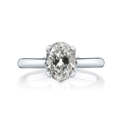 Solitaire Ring Oval Old Mine Cut Natural Diamond White Gold 3 Carats