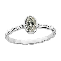 Solitaire Ring Oval Old Miner Genuine Diamond Twisted Bezel Set 2 Carats Gold