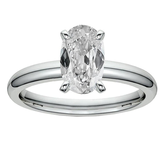Solitaire Ring Oval Old Miner Real Diamond 5.50 Carats Gold Ladies Jewelry