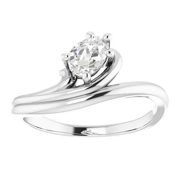 Solitaire Ring Pear Old Miner Real Diamond Twisted Shank 2 Carats