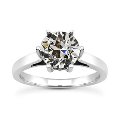Solitaire Ring Round Old Cut Genuine Natural Earth Mined Diamond 6 Prong Set Jewelry 2.50 Carats