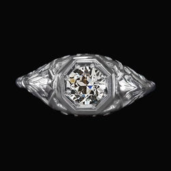 Solitaire Ring Round Old Cut Genuine Natural Earth Mined Diamond Gold Vintage Style 1.50 Carats