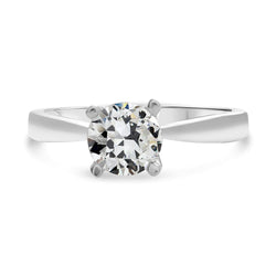 Solitaire Ring Round Old Mine Cut Real Natural Earth Mined Diamond Tapered Shank 2 Carats